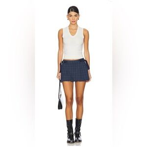 Free People Saturn Bubble Mini Skirt – NWOT - Size 8 - Navy plaid